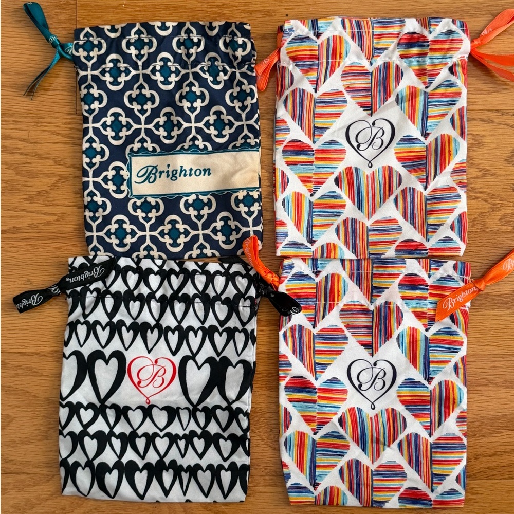 Brighton Kids Drawstring Bags – Navy, Black & Multicolor Prints set of 4 #35